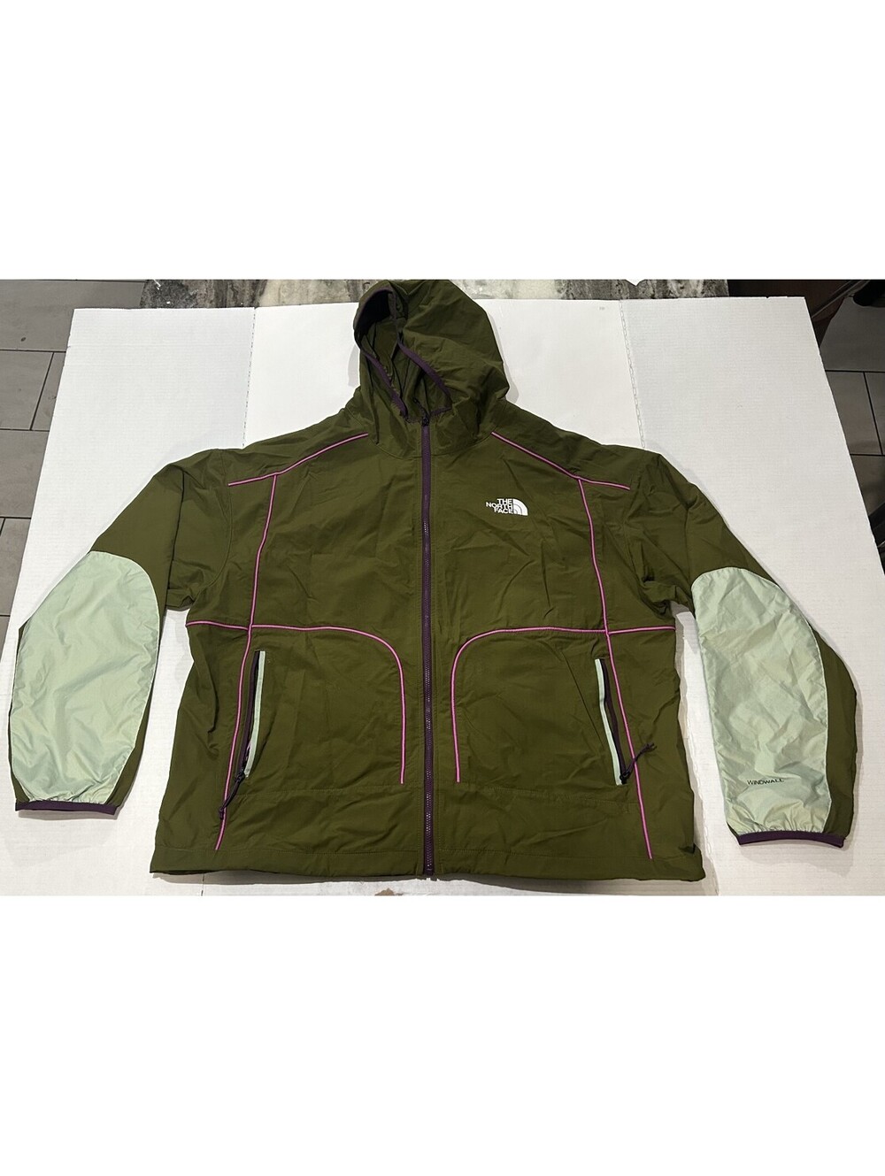 NWT The North Face Trailwear Wind Whistle Jacket Forest Olive Violet Crocus XL